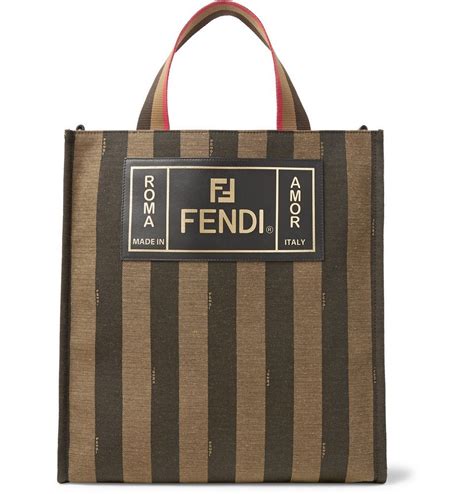 fendi striped leather tote|Fendi canvas bag.